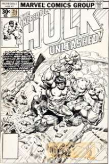 Rich Buckler and Ernie Chan Incredible Hulk #216 Cover Original Art (Marvel, 1977). In this slam-bang slug-out, - | Heritage