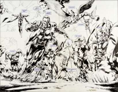Sal Velluto and Bob Almond JSA All Stars #1 Double-Page Splash Page 8 and 9 Original Art (DC, 2003). In this -