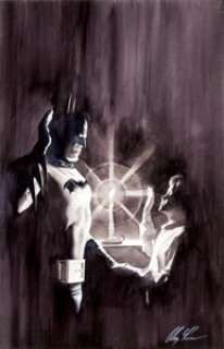 Alex Ross Batman and Dick Grayson Splash Page Illustration Original Art (undated). The Darknight Detective swears -