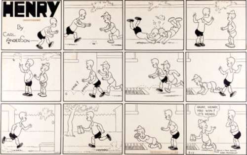Carl Anderson Henry Sunday Comic Strip Original Art dated 9-17-39 (King Features Syndicate, 1939). Henry and his -
