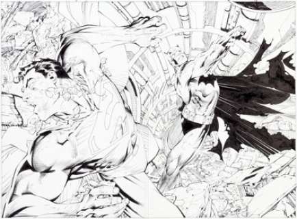 Jim Lee and Scott Williams Batman #612 "Hush Chapter 5: The Battle" Double Splash Pages 10-11 - | Heritage