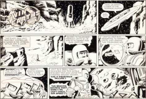 Al McWilliams Twin Earths Sunday Comic Strip Original Art dated 3-2-58 (United Feature Syndicate, 1958). In -