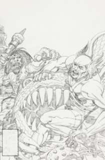 Jack Kirby and Greg Theakston Super Powers V2#2 Cover Hawkman Original Art Group (DC, 1985). Hawkman, Kalibak, -