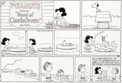 Charles Schulz Peanuts Sunday Comic Strip Snoopy Original Art dated 7-27-69 (United Feature Syndicate, 1969). - | Heritage