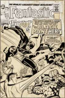 Jack Kirby and Joe Sinnott Fantastic Four #52 Unused First Black Panther Cover Original Art (Marvel, -