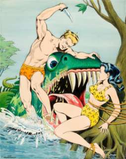 Dan Zolnerowich Jungle Comics #21 Cover Recreation Original Art (1977). Jungle lord Kaänga saves -