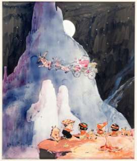 James Swinnerton Christmas Illustration Original Art (undated). Little Jimmy and the Canyon Kiddies gaze -