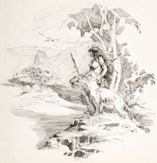 Roy Krenkel - Cavewoman with Sabre-Toothed Tiger Illustration Original Art (undated).  Roy G. Krenkel was -