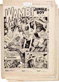 Henry C Kiefer Jungle Comics #46 Wambi Complete 9-Page Story Original Art (Fiction House, 1943). Wambi saves a -