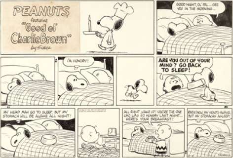 Charles Schulz Peanuts Sunday Comic Strip Charlie Brown and Snoopy Original Art dated 2-5-67 (United Feature - | Heritage