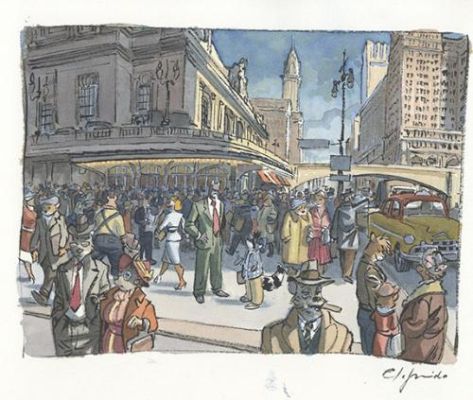 Juanjo Guarnido | Blacksad T7 : Alors, tout tombe • Deuxième partie, Etude de case planche 9 | Galerie 9ème Art