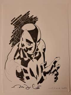 Rick Leonardi | Spiderman - Rick Leonardi illustrazione originale Spiderman 2099 half bust - Page volante - Exemplaire unique - (2023/2023) | Catawiki