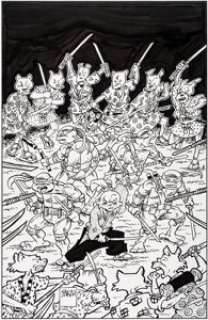 Stan Sakai Teenage Mutant Ninja Turtles/Usagi Yojimbo "Books-a-Million" Variant Cover Original Art (IDW, 2017).... | Heritage