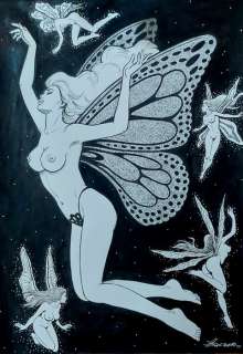 Balzano Birago | Zora la Vampira - Balzano Birago - illustrazione originale Zora Butterfly - Page volante - (1990) | Catawiki