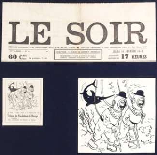 Hergé - Les Dupondt annoncent le Trésor de Rackham le Rouge (Le Soir, 1943).... | Heritage