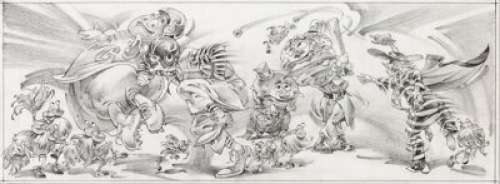 McDonaldland Sports-Themed Mural Drawing Original Art by Wes Cook with Photo (McDonald’s/Setmakers, 1979).... (Total: 2 Items) | Heritage