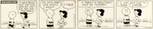 Charles Schulz Peanuts Daily Comic Strip Charlie Brown and Lucy Original Art dated 8-6-55 (United Feature Syndicat... | Heritage