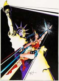 Craig Hamilton Riding On the Wings of Liberty Wonder Woman Illustration Original Art (1989). Hamilton‘s -