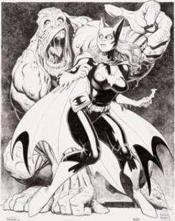 Arthur Adams - Batgirl and Clayface Illustration Original Art (2005)....