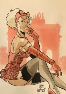 Meynet, Félix | Meynet, Félix - Dessin original couleur - Mirabelle coquine à Paris | Catawiki