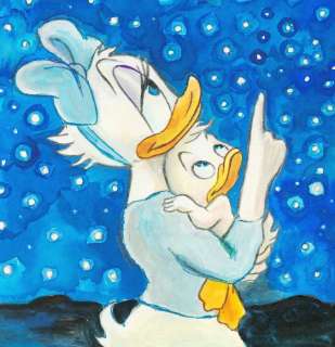 Tony Fernandez, Disney Artist | Donald Duck Inspired By Brian Kershisnik’s "Young Astronaut III" - Original Painting - Tony Fernandez Signed - Original Artwork | Catawiki