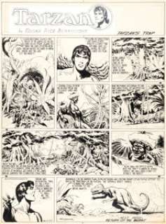 Hogarth, Burne - Burne Hogarth Tarzan #744 Sunday Comic Strip Original Art dated 6-10-1945 (United Feature Syndicate, 1945)....