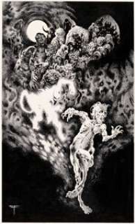 Fabian, Stephen - Stephen Fabian The Occult Lovecraft "The Horror at Red Hook" Illustration Original Art (Gerry de la Ree, 1975)....