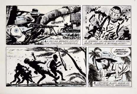 Pratt, Hugo - Ernie Pike. Mystère Ã  Burma. Encre de Chine et crayon bleu