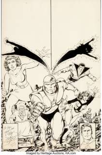 Hannigan, Ed - John Byrne Secret Origins Annual #1 Cover Original Artwork (DC, 1987)....