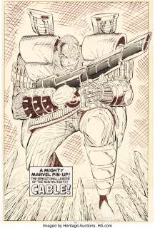 Liefeld, Rob | Rob Liefeld The New Mutants Annual #6 Cable Pin-Up Original Art (Marvel, 1990).... | Heritage
