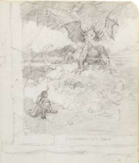 Frazetta, Frank - Frank Frazetta Lord of the Rings Portfolio Preliminary Sketch Original Art (Middle Earth, 1975)....