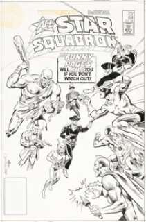 Jones, Arvell - Arvell Jones and Tony DeZuniga All-Star Squadron #64 Cover Original Art (DC, 1986).... (Total: 2 Original Art)