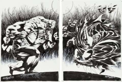 Jones, Kelley | Kelley Jones Hero Illustrated "Special Edition Batman" Wraparound Cover Original Art Group of 2 (Warrior Publicati... (Total: 2 Original Art) | Heritage