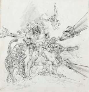 Neal Adams The Beasts of Tarzan Cover Preliminary Sketch Original Art (Ballantine, 1980). | Heritage