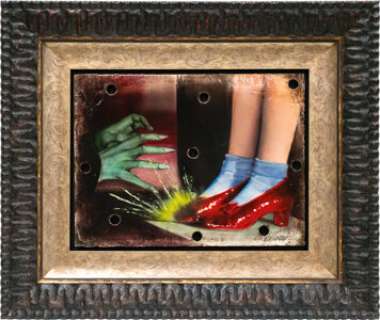 Bill Mack Painting of The Wizard of Oz Ruby Slippers on a Metal Panel of the Original Hollywood Sign. | Heritage