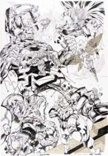 Richard Bennett "Heroes Reborn" Fantastic Four and Avengers vs. Galactus Interconnecting Covers Original Art Group of 4 (Marvel, 1997). (Total: 4 Original Art)