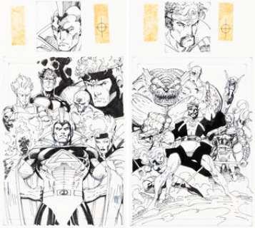 Jim Lee X-Men Series 1 Trading Cards Starjammers and Imperial Guard Illustrations Original Art (Marvel/Impel, 1992).