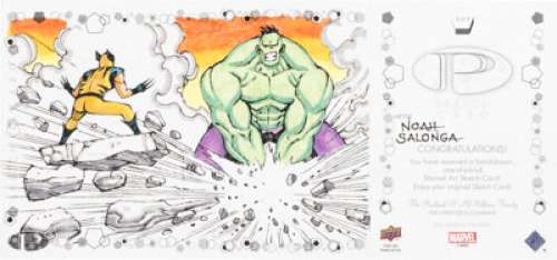 2023 Upper Deck Marvel Premier - Triple-Panel Sketch Card Featuring Hulk & Wolverine by Noah Salonga (1/1) | Heritage