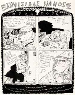 Richard Sala Night Drive "Invisible Hands Part One" Complete 4-Page Story Original Art (1984). (Total: 4 Original Art)