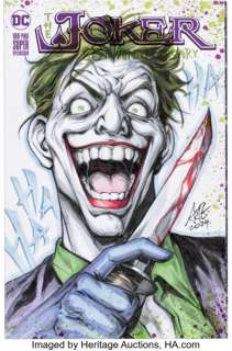 Artgerm (Stanley Lau) The Joker 80th Anniversary 100-Page Super Spectacular #nn Sketch Cover Original Art (DC, 2024) Condition: NM.