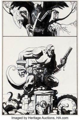 Mike Mignola - Hellboy Pin-Up Illustration Original Art (1993). | Heritage