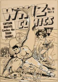 C. C. Beck and Pete Constanza (attributed) Whiz Comics #19 Captain Marvel Cover Original Art (Fawcett, 1941). | Heritage