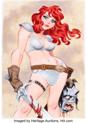 Bruce Timm - Red Sonja Pin-Up Illustration Original Art (2023). | Heritage