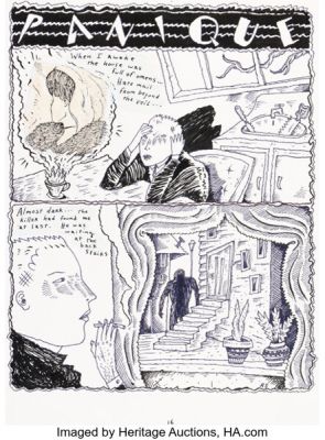 Richard Sala Night Drive "Panique" Complete 3-Page Story Original Art (1984). (Total: 3 Original Art)