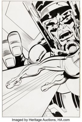 Barry Smith - Fantastic Four Silver Surfer vs. Galactus Sample Double Splash Pages 6-7 Original Art (1968). (Total: 2 Original Art) | Heritage