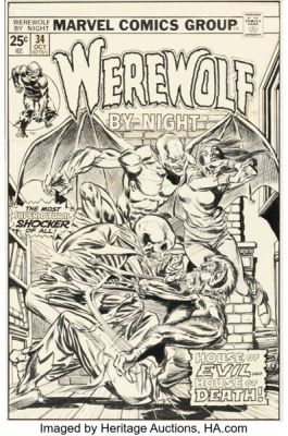 Gil Kane and Tom Palmer Werewolf By Night #34 Cover Original Art (Marvel, 1975). | Heritage