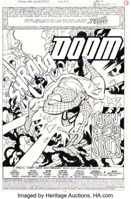 Alex Saviuk and Rob Stull Spider-Man Adventures #12 Splash Page 1 Original Art (Marvel, 1995).
