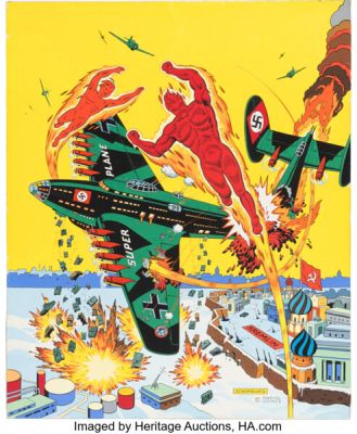 Alex Schomburg Marvel Mystery Comics #44 Nazi Super Plane Cover Re-Creation Painting Original Art (1987). | Heritage