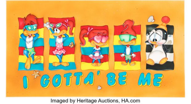 Woody Woodpecker Woody, Winnie, Splinter, Knothead, and Chilly Willy 22" x 12" Original Illustration (Walter Lantz, c. 1980-90s). | Heritage