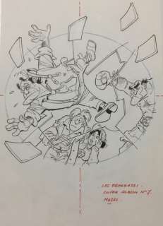 Mazel, Luc | Mazel, Luc - Dessin original - Couverture - Les Paparazzi T7 - Mise au poing - (2001) | Catawiki